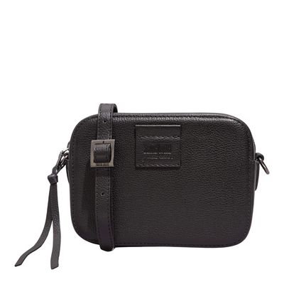 Bolsa Pequena Couro Floater Preto Alça Transversal