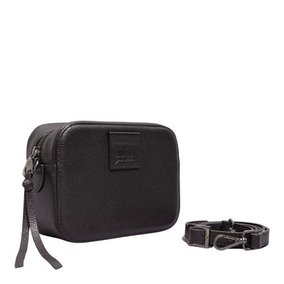 Bolsa Pequena Couro Floater Preto Alça Transversal