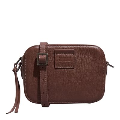 Bolsa Pequena Couro Floater Marrom Dark Alça Transversal