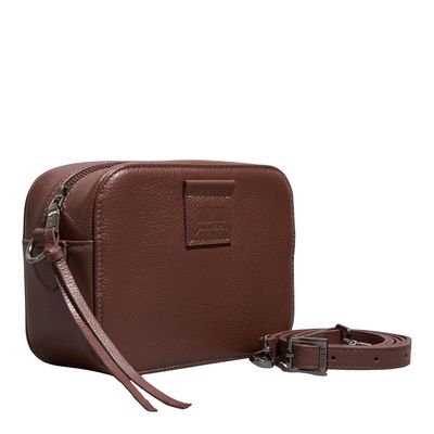Bolsa Pequena Couro Floater Marrom Dark Alça Transversal