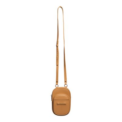 Bolsa Porta Celular Borracha Bege Alça Transversal