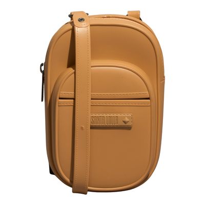Bolsa Porta Celular Borracha Bege Alça Transversal