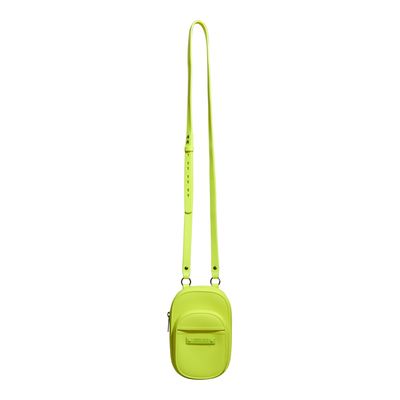 Bolsa Porta Celular Borracha Amarelo Lime Neon Alça Transversal