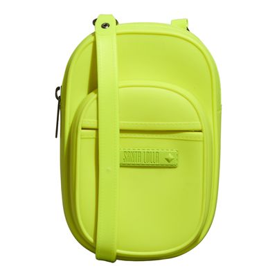 Bolsa Porta Celular Borracha Amarelo Lime Neon Alça Transversal