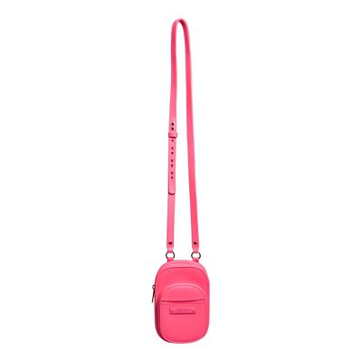 Bolsa Porta Celular Borracha Rosa Neon Alça Transversal