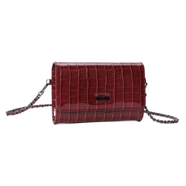 Bolsa Carteira Material Croco Vermelha Alça Transversal Corrente