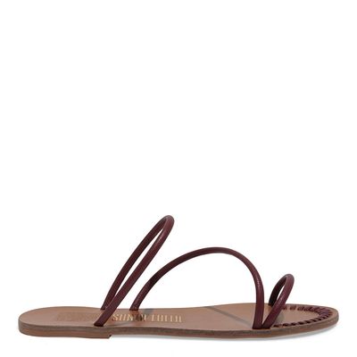 Rasteira Tiras Napa Soft Vermelho Bordô