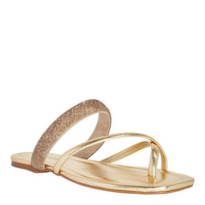 Rasteira Tiras Metalizada Soft Dourada