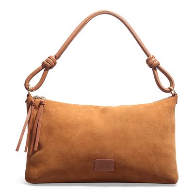 Bolsa Couro Camurça Caramelo Alça De Ombro