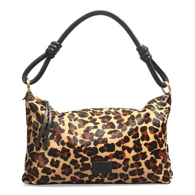 Bolsa Couro Animal Print Pelo Onça Alça De Ombro