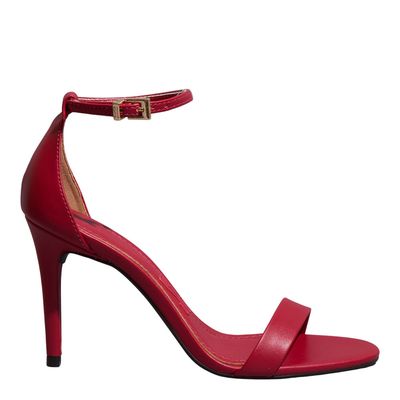 Sandália Napa Soft Vermelho Salto Alto Fino