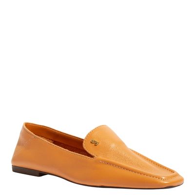 Mocassim Couro Caramelo Bico Quadrado Ama