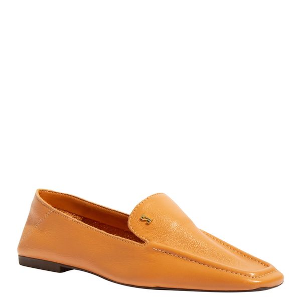 Mocassim Couro Caramelo Bico Quadrado Ama