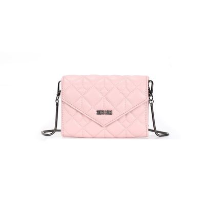 Bolsa Carteira Envelope Soft Rosa Claro Alça Transversal