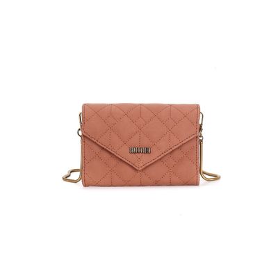 Bolsa Carteira Envelope Soft Marrom Claro Alça Transversal