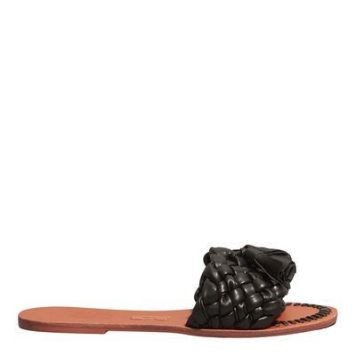 Rasteira Flat Napa Soft Preta Bico Redondo