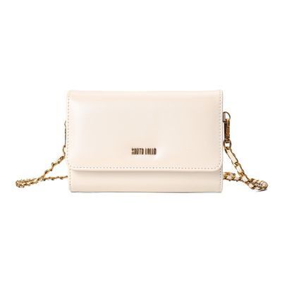 Bolsa Carteira Soft Off White Alça Transversal Corrente