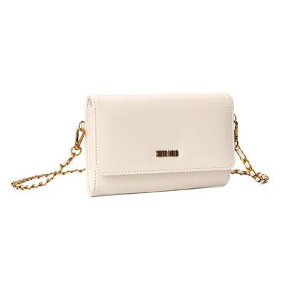 Bolsa Carteira Soft Off White Alça Transversal Corrente