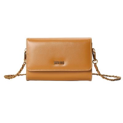 Bolsa Carteira Soft Caramelo Alça Transversal Corrente