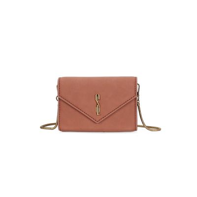 Bolsa Carteira Envelope Camurça Marrom Alça Transversal