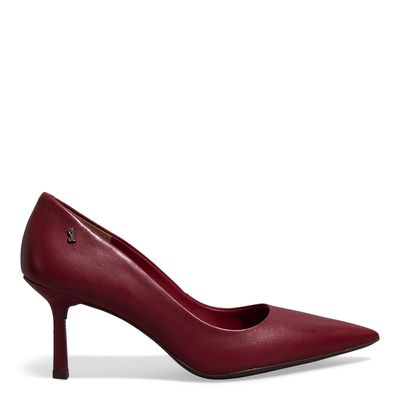 Scarpin Couro Pelica Soft Vermelho Bordô Salto Fino