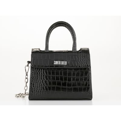 Bolsa croco alto brilho preto