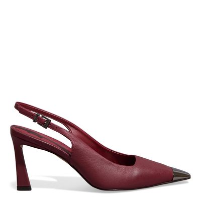 Scarpin Couro Vermelho Ruby Bico Metalizado