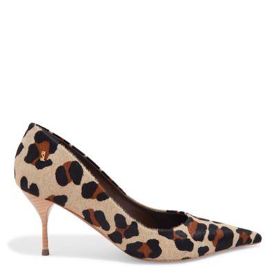 Scarpin Couro Estampa Animal Print Onça Bico Fino