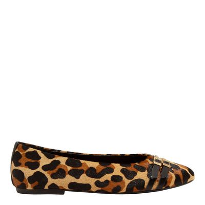 Sapatilha Couro Nobre Soft Animal Print Estampa Onça Bico Redondo