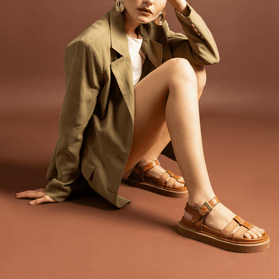 Sandália Papete Couro Nobre Soft Marrom Safari