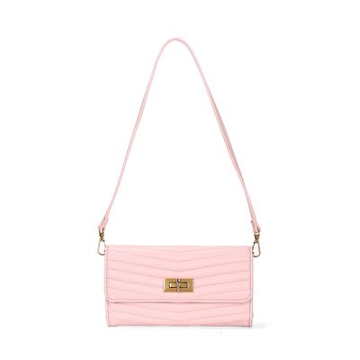 Bolsa Carteira Soft Rosa Claro Alça De Ombro