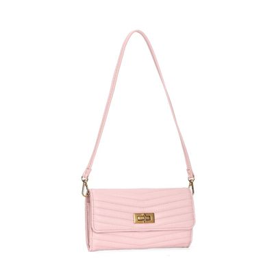Bolsa Carteira Soft Rosa Claro Alça De Ombro