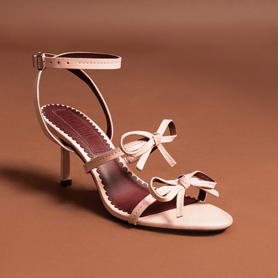 Sandália Couro Pelica Soft Rosa Salto Médio Fino