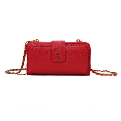 Bolsa Carteira Soft Vermelho Alça De Ombro Corrente
