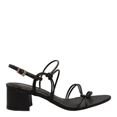 Sandália Napa Soft Preta Salto Bloco Baixo