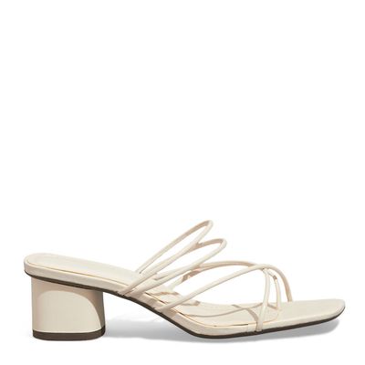 Mule Napa Soft Off White Salto Grosso Baixo