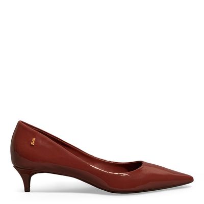 Scarpin Verniz Marrom Bico Fino