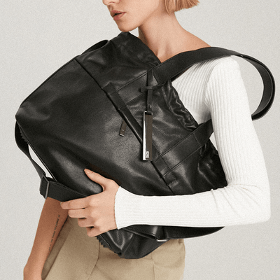 Bolsa Shopper Preta Couro Grande Bolso Frontal - Linha Genuine Leather