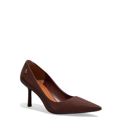 Scarpin Couro Pelica Soft Marrom Dark Salto Fino