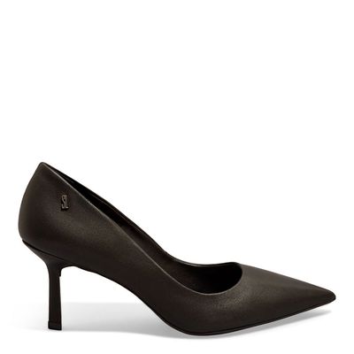 Scarpin Couro Pelica Soft Preto Salto Fino