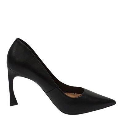 Scarpin Couro Pelica Soft Preto Bico Fino