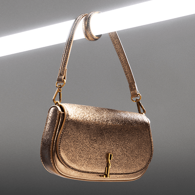 Bolsa Baguete Metalizada Bronze Alça De Ombro