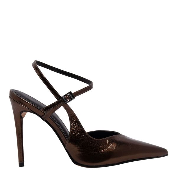 Scarpin Couro Metalizado Bronze Salto Alto