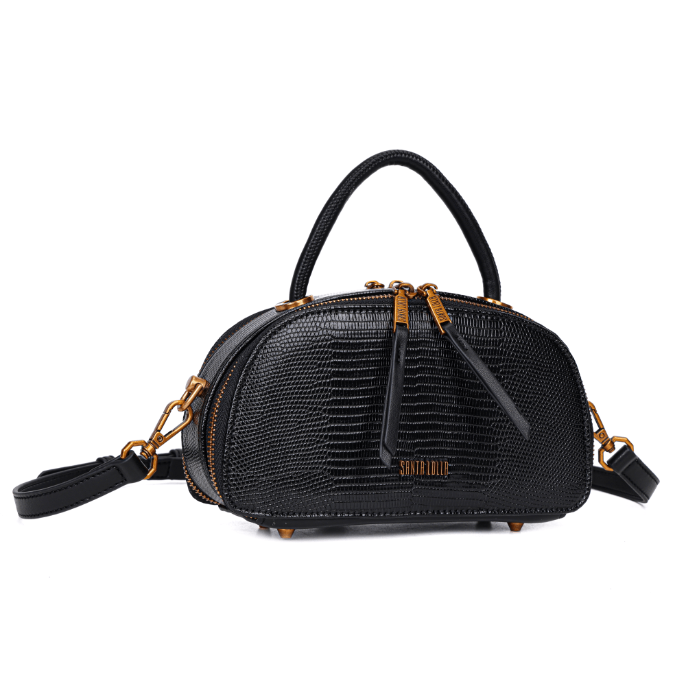 Bolsa Lizard Preta Duas Alças - Santa Lolla Bolsa Lizard Preta Duas Alças - Santa Lolla