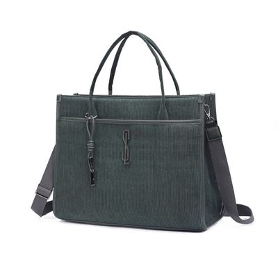 Bolsa Grande Veludo Verde Alça Dupla