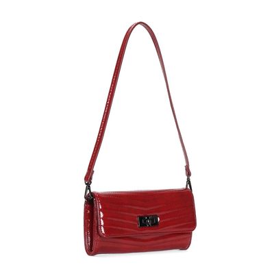 Bolsa Carteira Verniz Glossy Vermelho Alça De Ombro