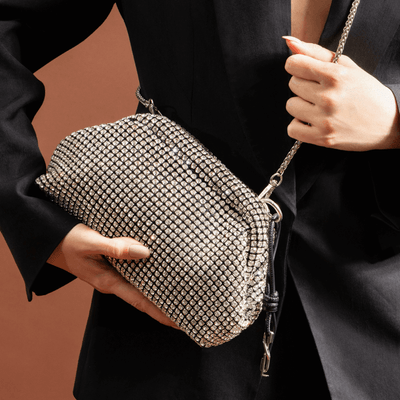 Bolsa Cristal Prata Alça Transversal