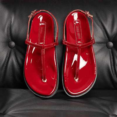 Sandália Papete Verniz Vermelho Carbenet