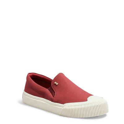 Tênis Slip On Lona Deserto Vermelho Bordô