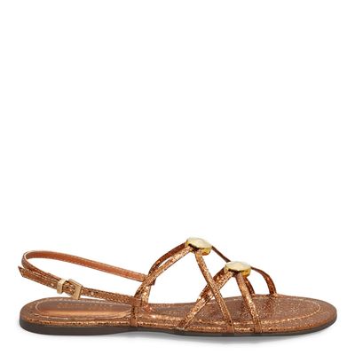 Sandália Rasteira Metalizado Glow Bronze